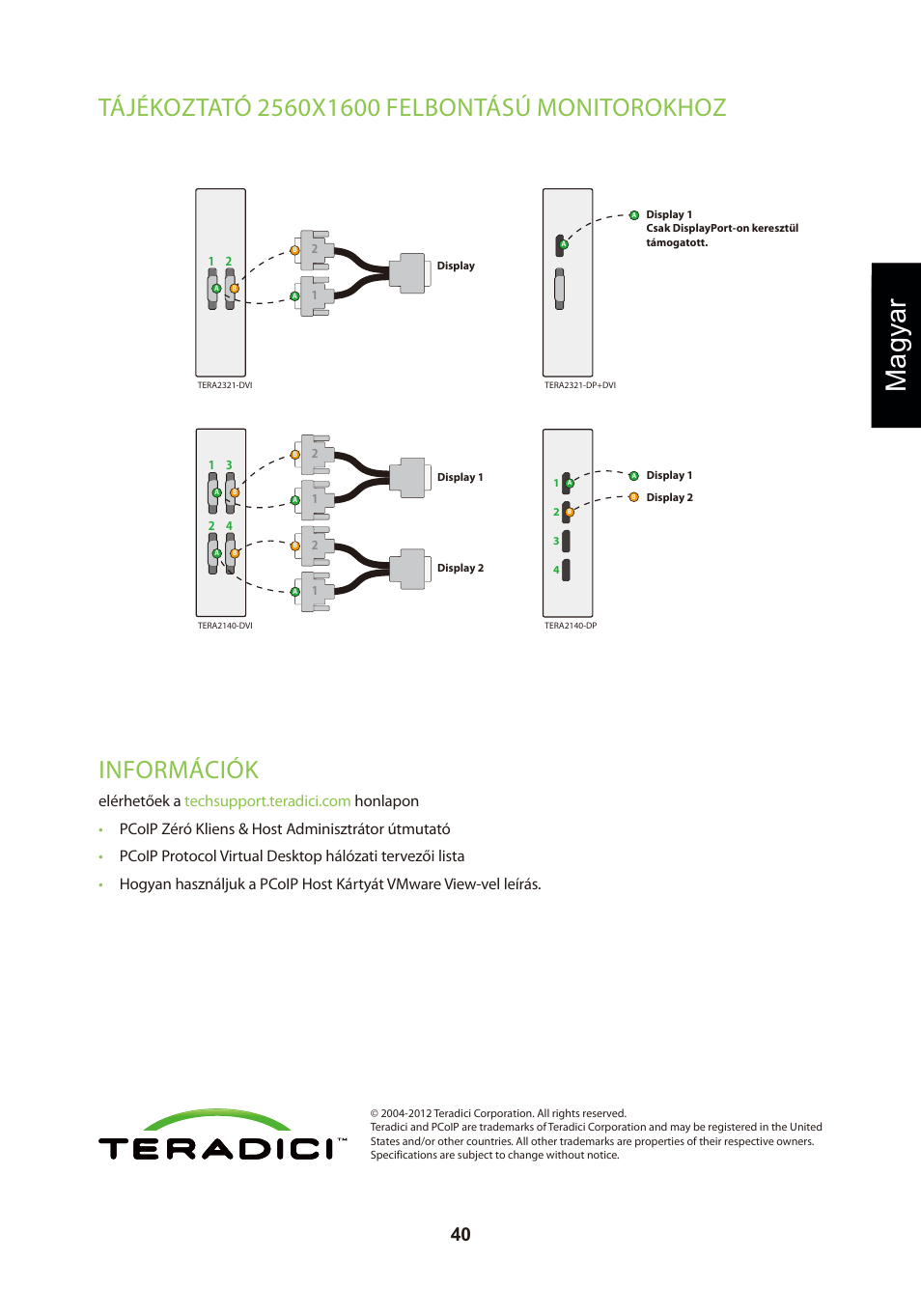 頁面 43, Magyar, Információk | Leadtek TERA2321 Zero Client User Manual | Page 43 / 69