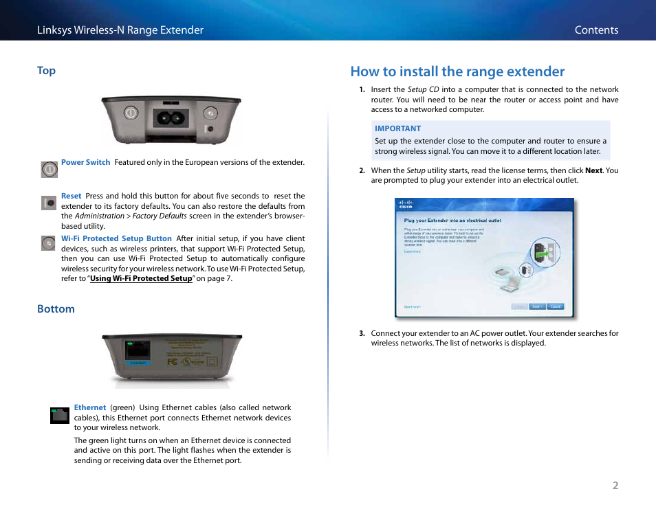 How to install the range extender | Linksys RE2000 User Manual | Page 102 / 457