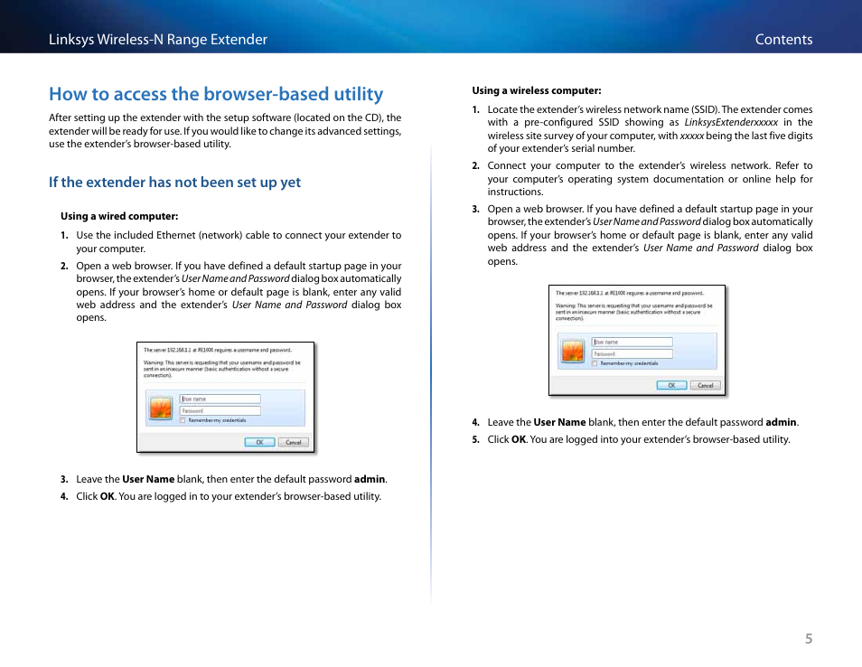 How to access the browser-based utility | Linksys RE2000 User Manual | Page 105 / 457