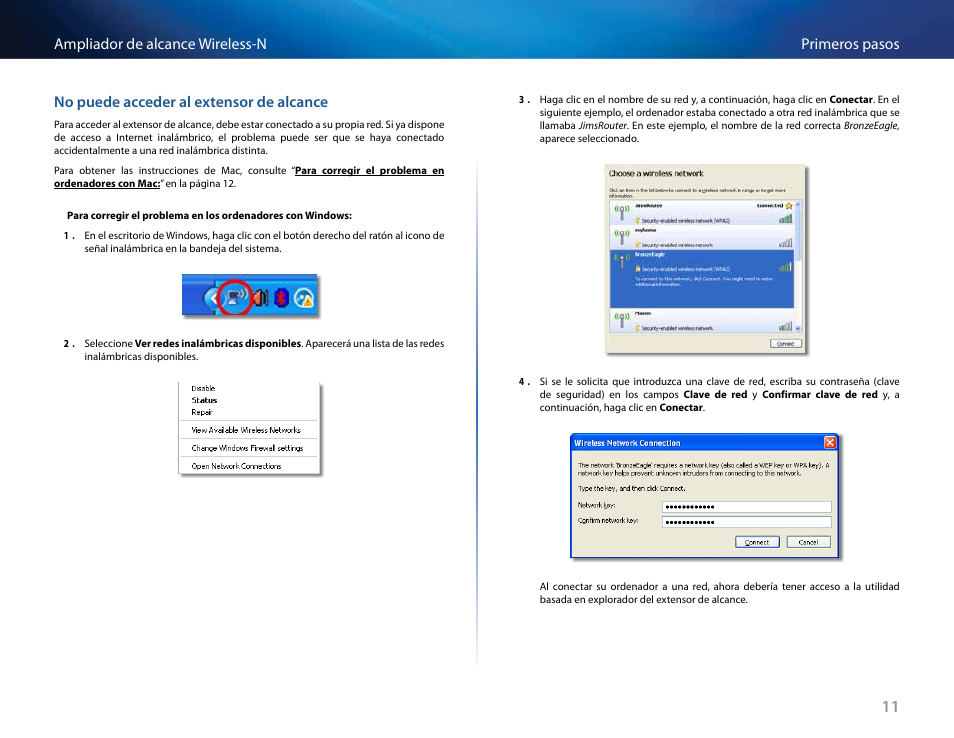 No puede acceder al extensor de alcance | Linksys RE2000 User Manual | Page 127 / 457