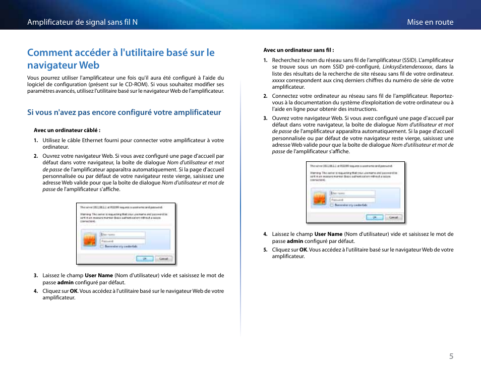 5mise en route amplificateur de signal sans fil n | Linksys RE2000 User Manual | Page 171 / 457