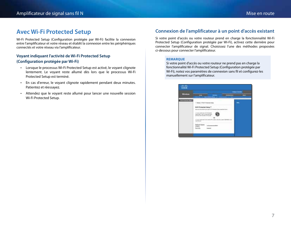 Avec wi-fi protected setup, 7mise en route amplificateur de signal sans fil n | Linksys RE2000 User Manual | Page 173 / 457