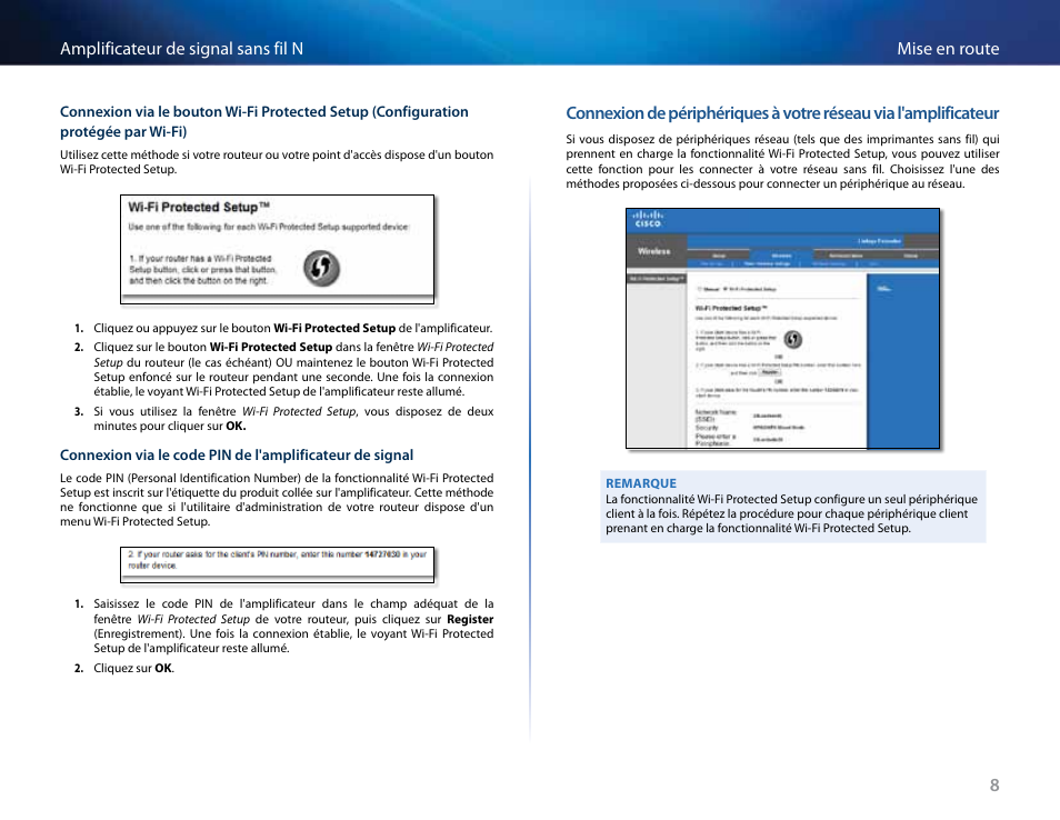 8mise en route amplificateur de signal sans fil n | Linksys RE2000 User Manual | Page 174 / 457