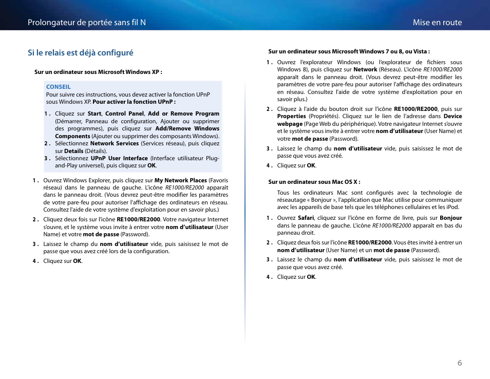 Si le relais est déjà configuré | Linksys RE2000 User Manual | Page 189 / 457