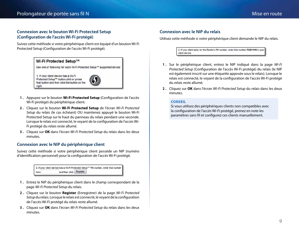 9mise en route prolongateur de portée sans fil n | Linksys RE2000 User Manual | Page 192 / 457