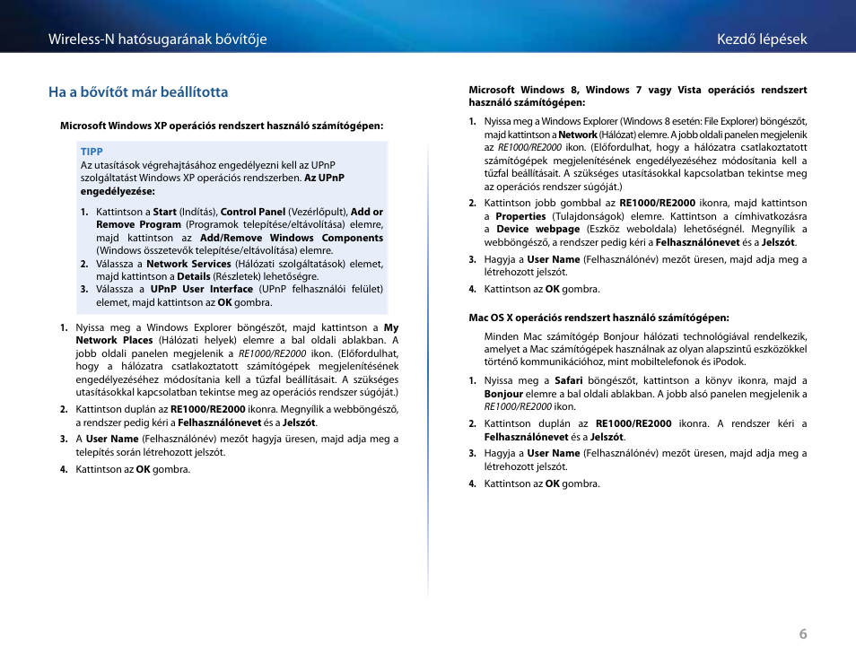 Ha a bővítőt már beállította | Linksys RE2000 User Manual | Page 206 / 457