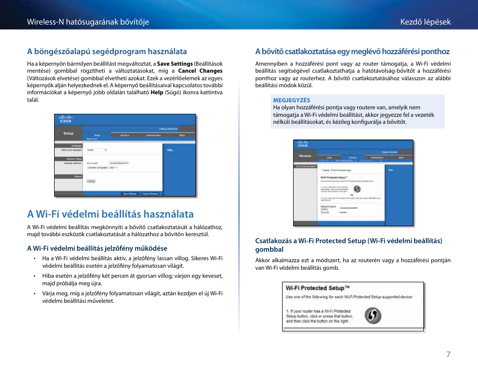 A böngészőalapú segédprogram használata, A wi-fi védelmi beállítás használata | Linksys RE2000 User Manual | Page 207 / 457