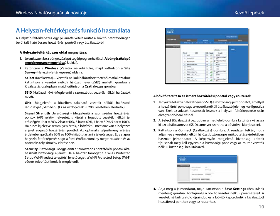 A helyszín-feltérképezés funkció használata, 10 kezdő lépések wireless-n hatósugarának bővítője | Linksys RE2000 User Manual | Page 210 / 457