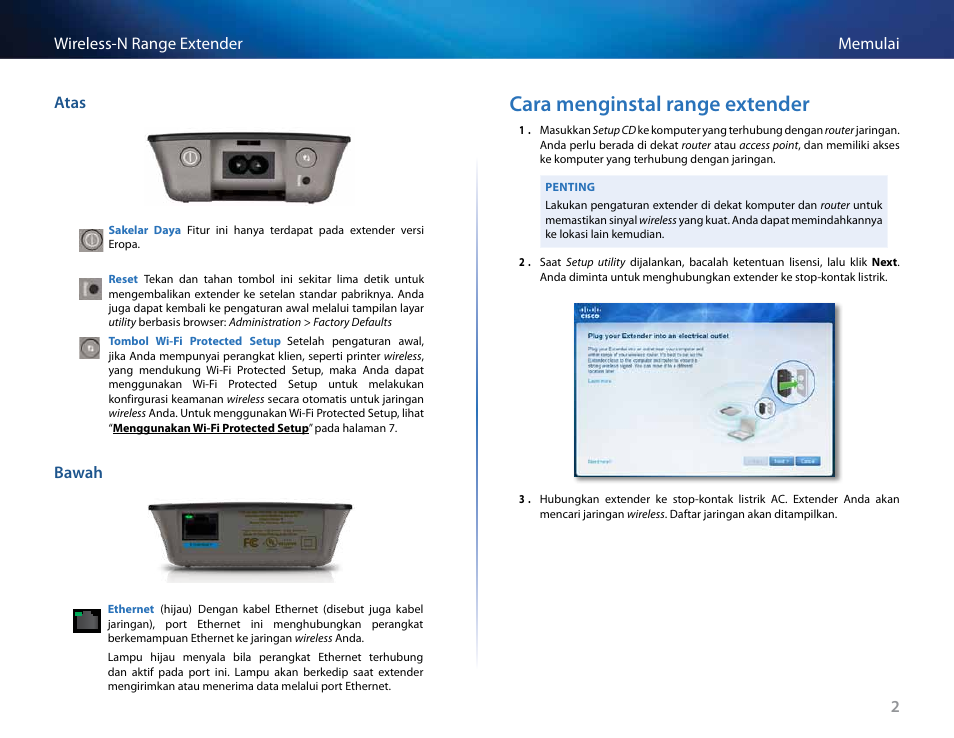 Cara menginstal range extender | Linksys RE2000 User Manual | Page 219 / 457