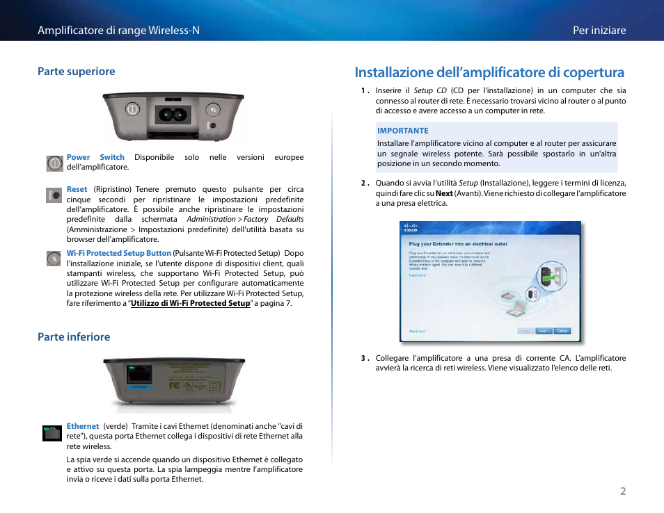 Installazione dell’amplificatore di copertura | Linksys RE2000 User Manual | Page 235 / 457