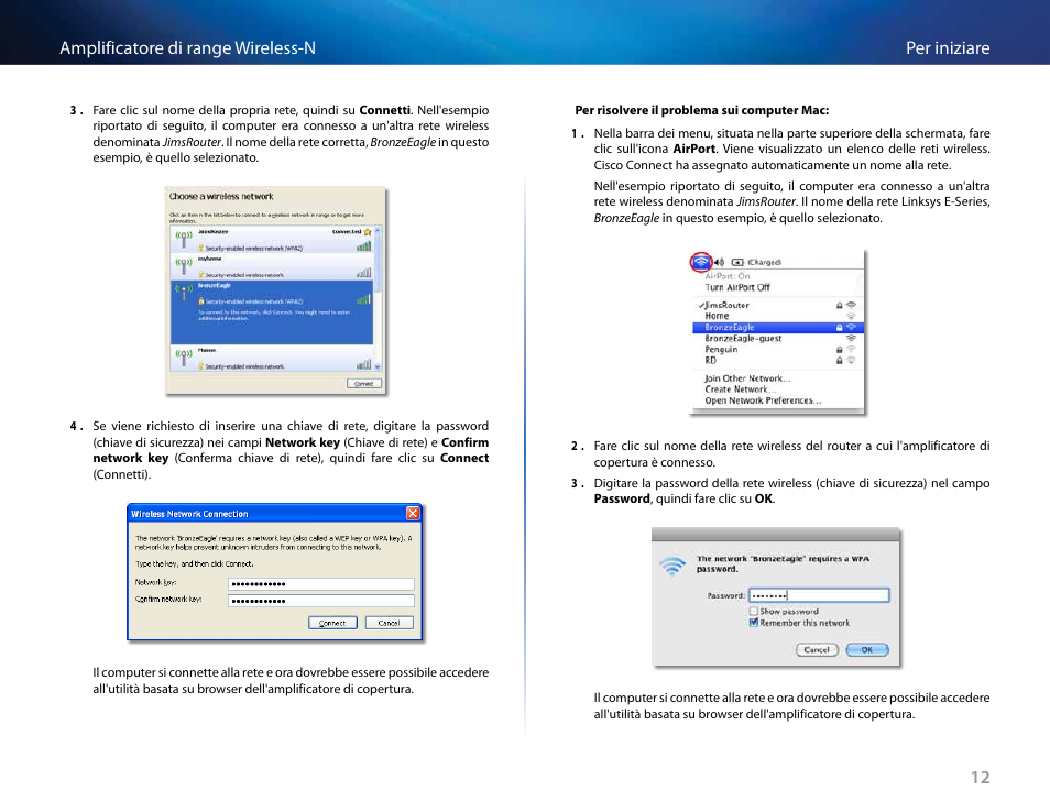 12 per iniziare amplificatore di range wireless-n | Linksys RE2000 User Manual | Page 245 / 457