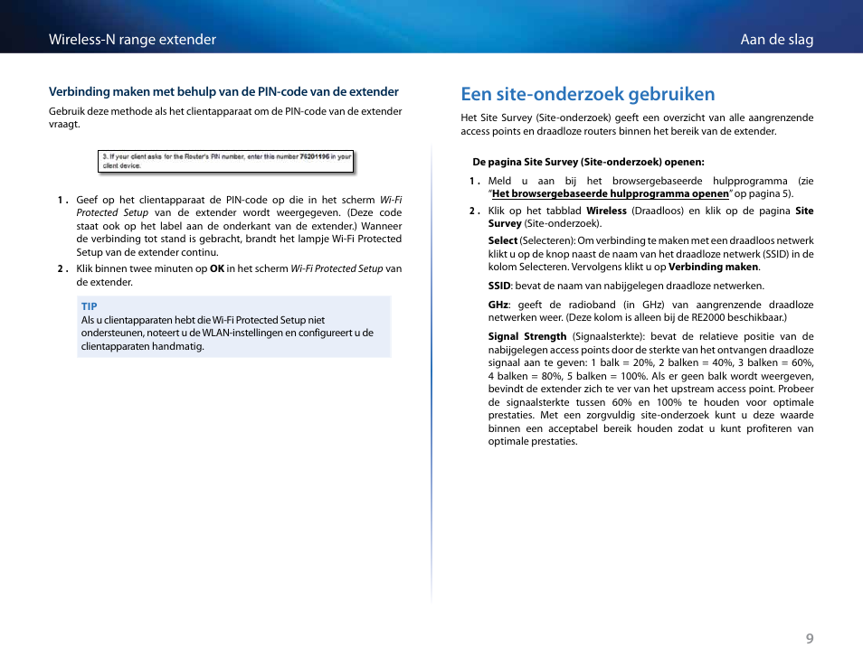 Een site-onderzoek gebruiken | Linksys RE2000 User Manual | Page 259 / 457