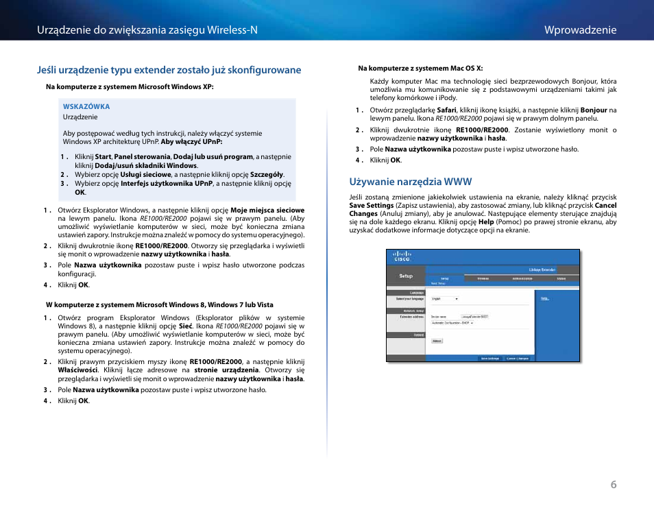 Używanie narzędzia www | Linksys RE2000 User Manual | Page 288 / 457