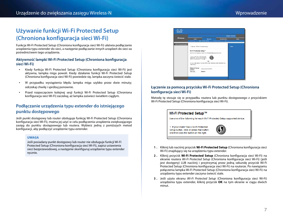 Używanie funkcji wi-fi protected setup (chroniona, Konfiguracja sieci wi-fi) | Linksys RE2000 User Manual | Page 289 / 457