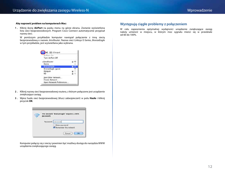 Występują ciągłe problemy z połączeniem | Linksys RE2000 User Manual | Page 294 / 457