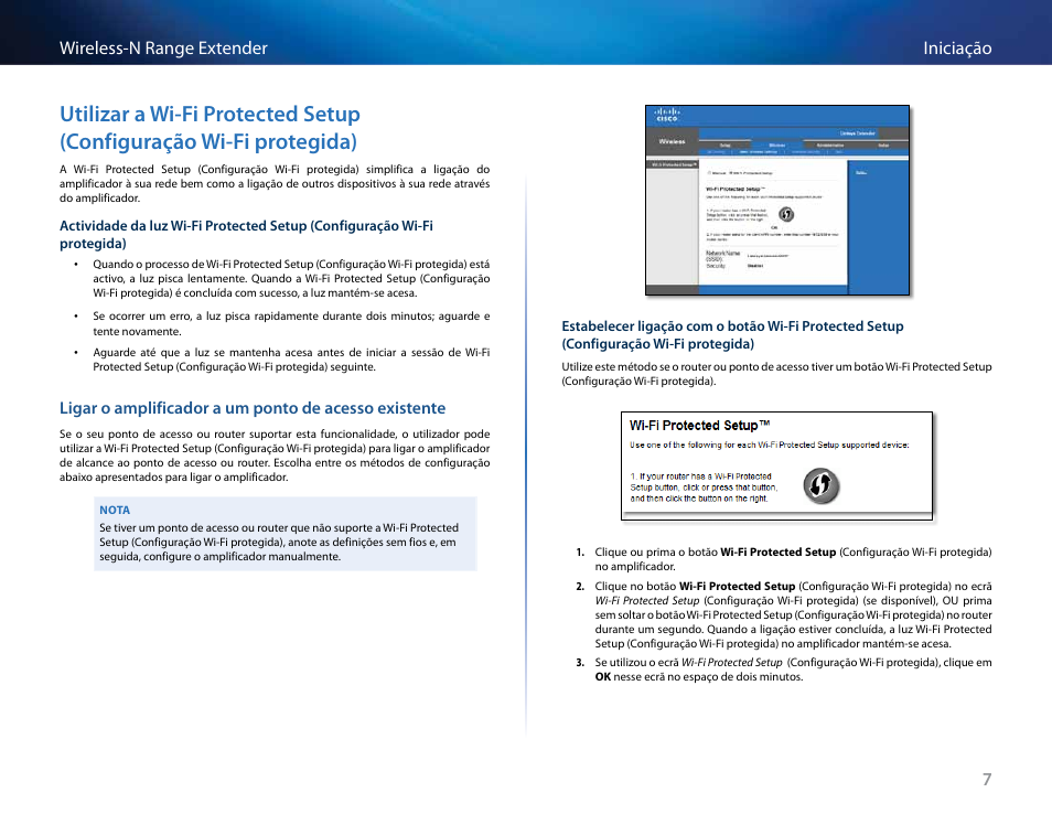 Protegida), 7iniciação wireless-n range extender | Linksys RE2000 User Manual | Page 305 / 457