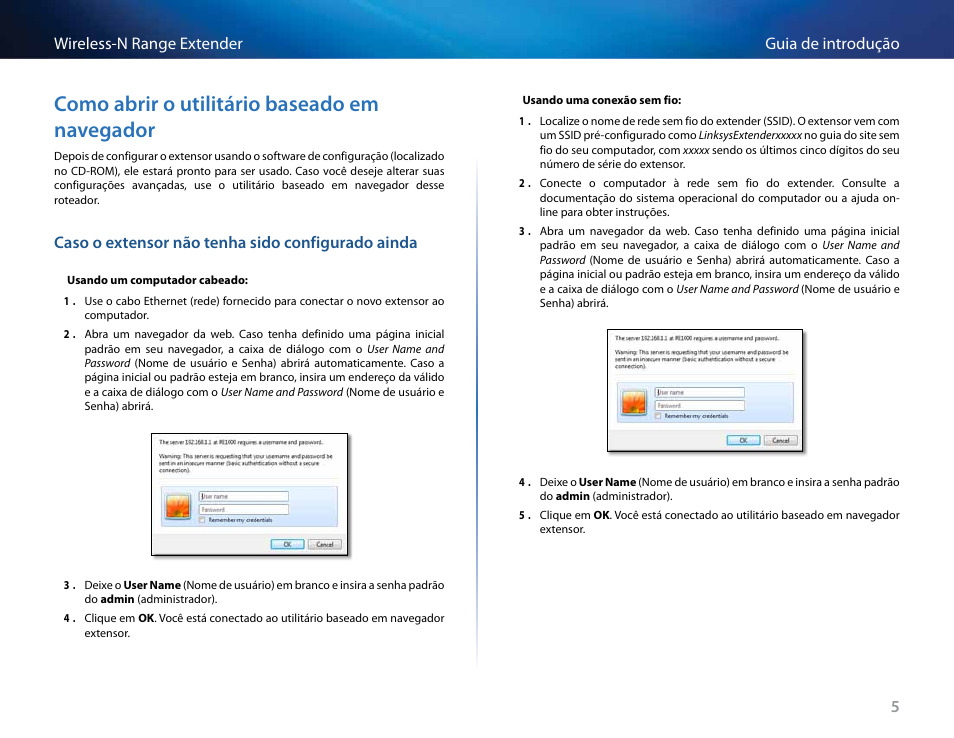 Como abrir o utilitário baseado em navegador | Linksys RE2000 User Manual | Page 319 / 457