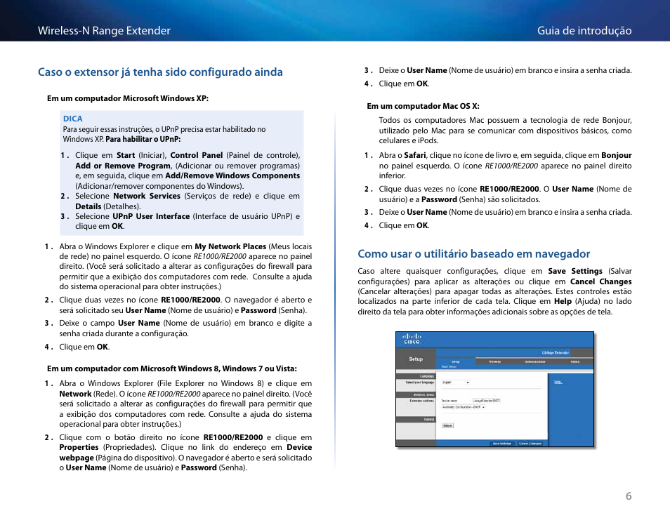 Como usar o utilitário baseado em navegador | Linksys RE2000 User Manual | Page 320 / 457