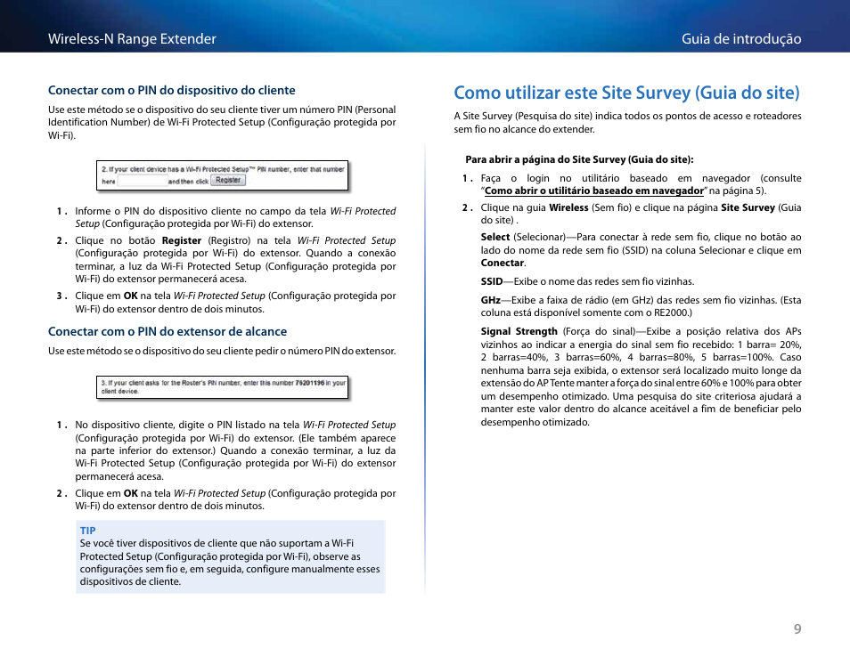 Como utilizar este site survey (guia do site), 9guia de introdução wireless-n range extender | Linksys RE2000 User Manual | Page 323 / 457