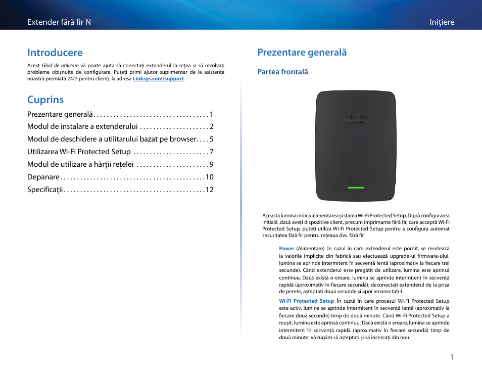 Introducere, Cuprins, Prezentare generală | Linksys RE2000 User Manual | Page 332 / 457