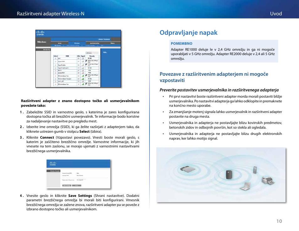 Odpravljanje napak, 10 uvod razširitveni adapter wireless-n | Linksys RE2000 User Manual | Page 372 / 457