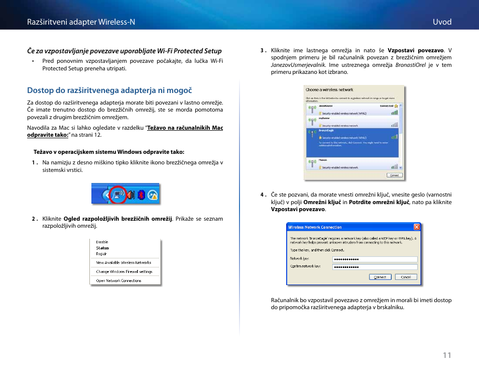 Dostop do razširitvenega adapterja ni mogoč, 11 uvod razširitveni adapter wireless-n | Linksys RE2000 User Manual | Page 373 / 457