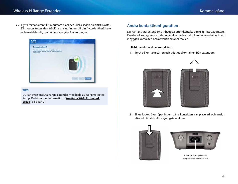Ändra kontaktkonfiguration, 4komma igång wireless-n range extender | Linksys RE2000 User Manual | Page 382 / 457