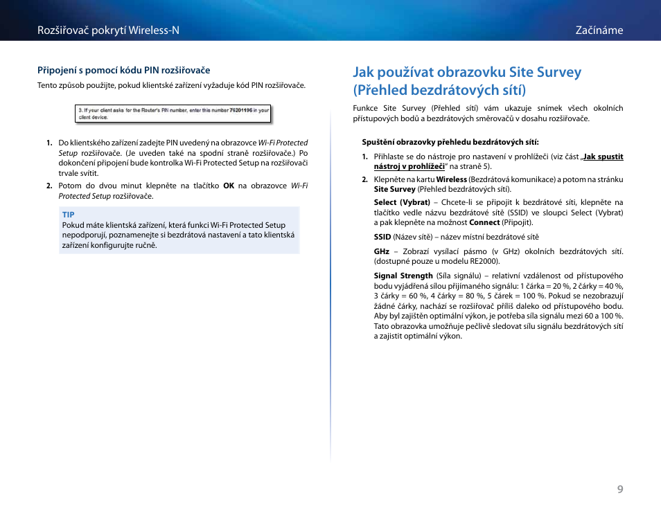 Jak používat obrazovku site survey (přehled, Bezdrátových sítí) | Linksys RE2000 User Manual | Page 43 / 457