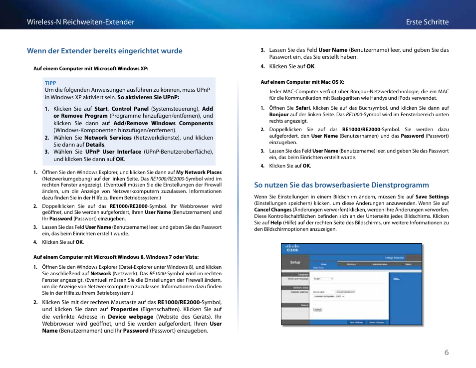 Wenn der expander bereits eingerichtet wurde, So nutzen sie das browserbasierte dienstprogramm | Linksys RE2000 User Manual | Page 74 / 457