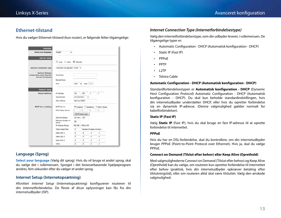 Ethernet-tilstand | Linksys X-Series User Manual | Page 101 / 765