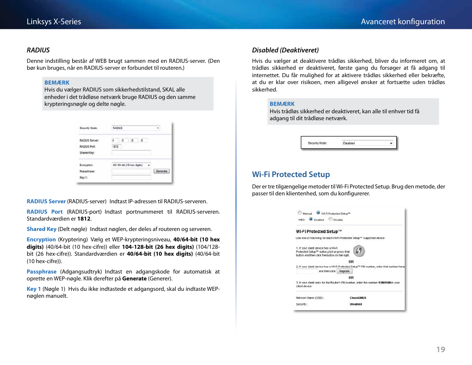 Wi-fi protected setup, 19 avanceret konfiguration linksys x-series | Linksys X-Series User Manual | Page 107 / 765