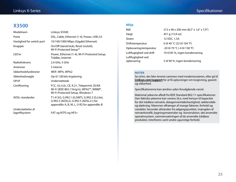 X3500, 25 specifikationer linksys x-series 25 | Linksys X-Series User Manual | Page 113 / 765