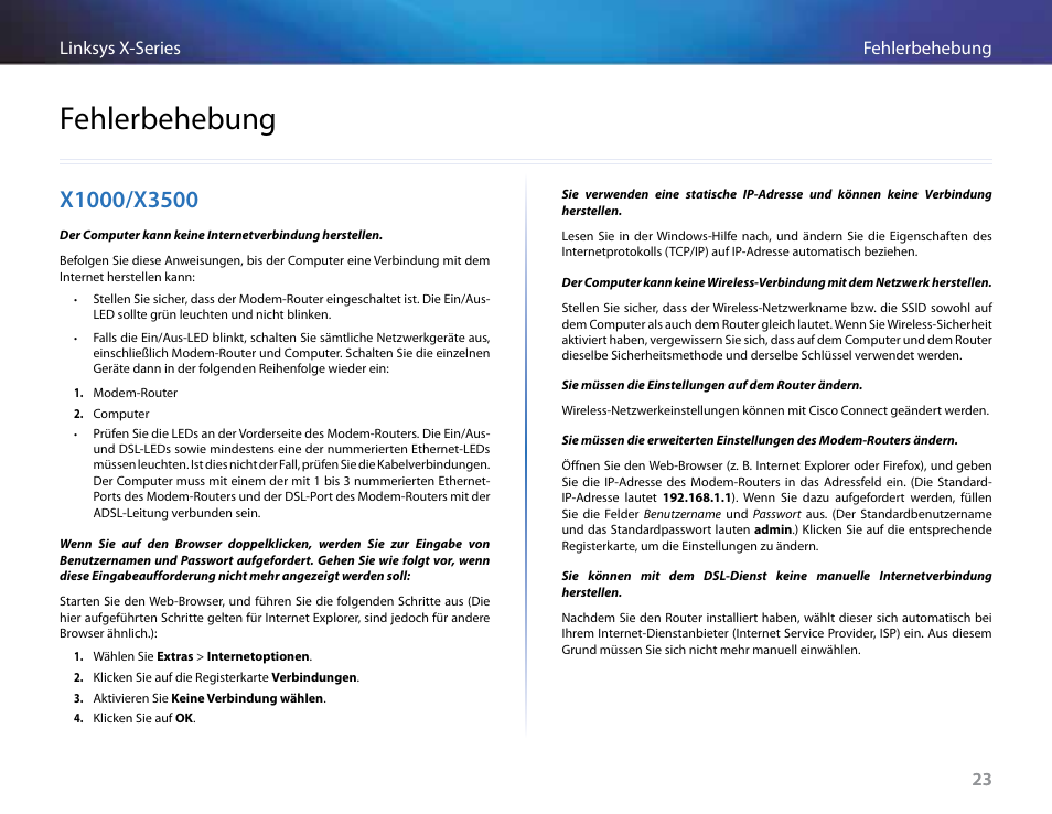 Fehlerbehebung, X1000/x3500 | Linksys X-Series User Manual | Page 139 / 765