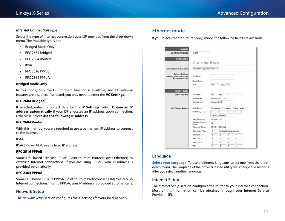 Ethernet mode, 12 advanced configuration linksys x-series | Linksys X-Series User Manual | Page 187 / 765