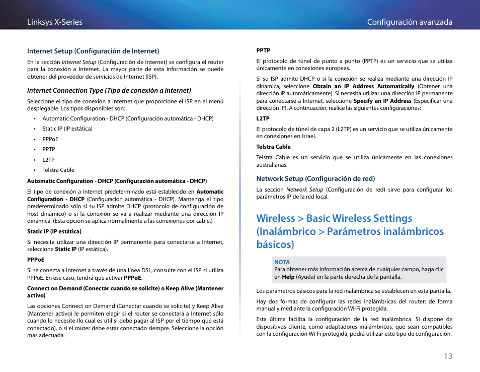 Inalámbricos básicos), 13 configuración avanzada linksys x-series | Linksys X-Series User Manual | Page 215 / 765