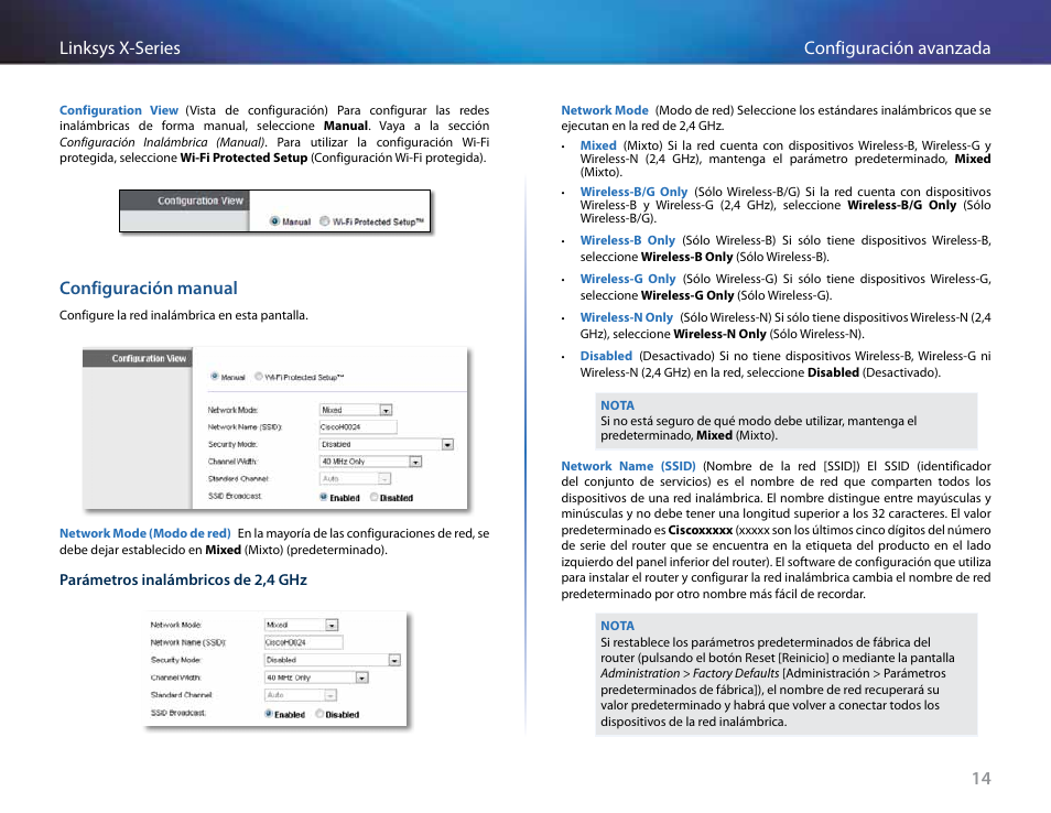 Configuración manual, 14 configuración avanzada linksys x-series | Linksys X-Series User Manual | Page 216 / 765