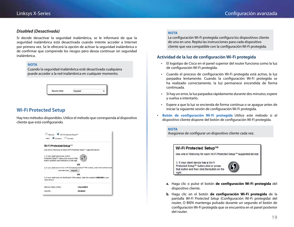 Wi-fi protected setup, 19 configuración avanzada linksys x-series | Linksys X-Series User Manual | Page 221 / 765