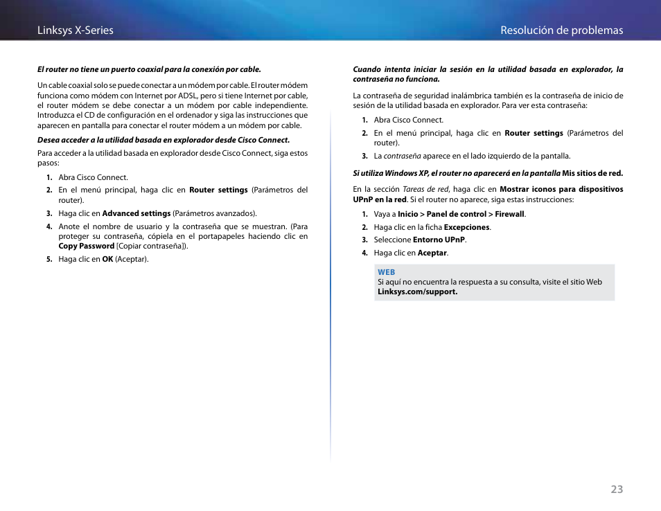 23 resolución de problemas linksys x-series | Linksys X-Series User Manual | Page 225 / 765