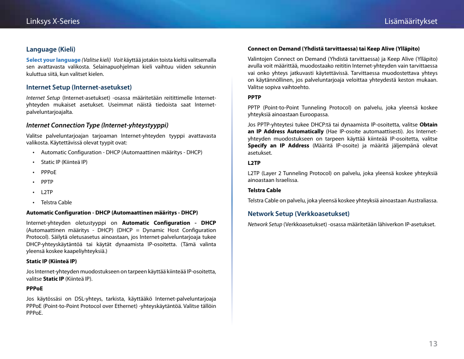 13 lisämääritykset linksys x-series | Linksys X-Series User Manual | Page 243 / 765