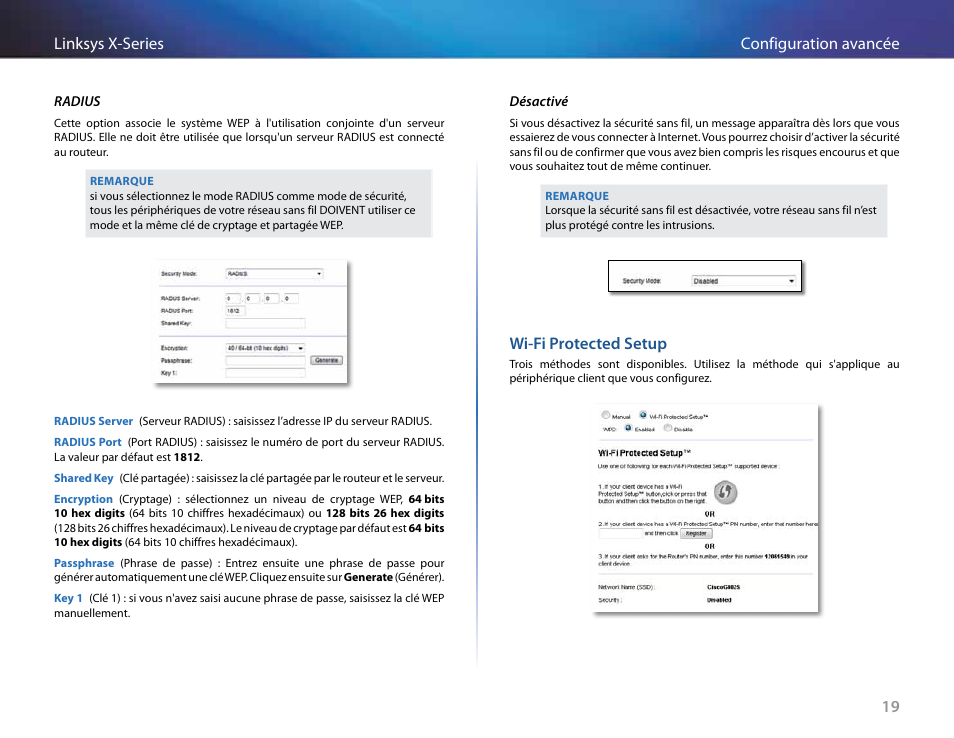 Wi-fi protected setup, 19 configuration avancée linksys x-series | Linksys X-Series User Manual | Page 277 / 765