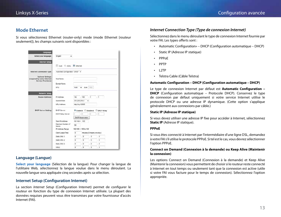 Mode ethernet | Linksys X-Series User Manual | Page 300 / 765