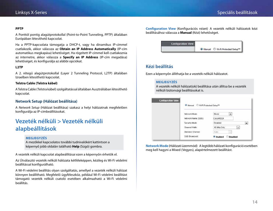 Kézi beállítás, Vezeték nélküli > vezeték nélküli alapbeállítások | Linksys X-Series User Manual | Page 330 / 765