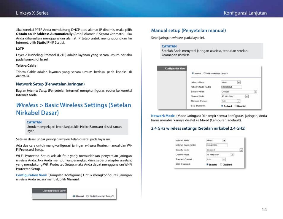 Manual setup (penyetelan manual) | Linksys X-Series User Manual | Page 359 / 765