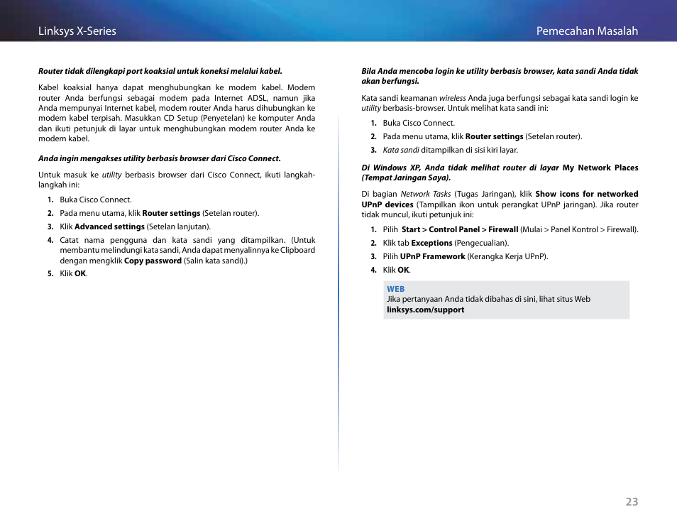 23 pemecahan masalah linksys x-series | Linksys X-Series User Manual | Page 368 / 765