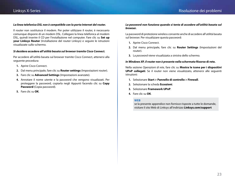 23 risoluzione dei problemi linksys x-series | Linksys X-Series User Manual | Page 396 / 765