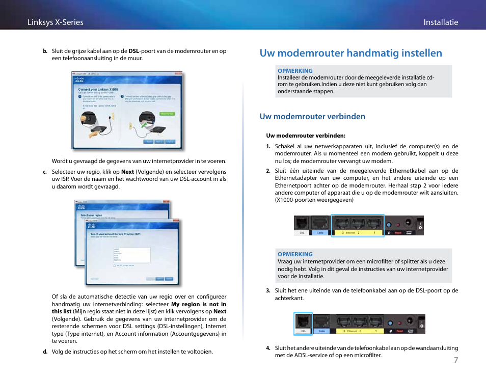 Uw modemrouter handmatig instellen, Uw modemrouter verbinden | Linksys X-Series User Manual | Page 407 / 765