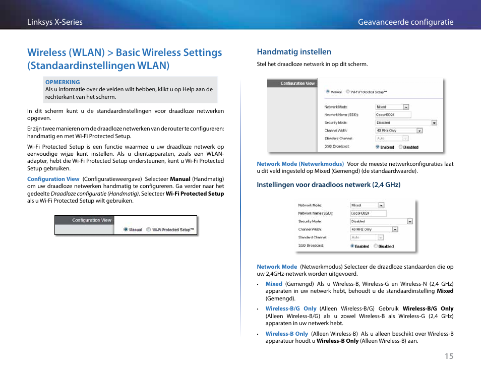 Handmatig instellen | Linksys X-Series User Manual | Page 415 / 765