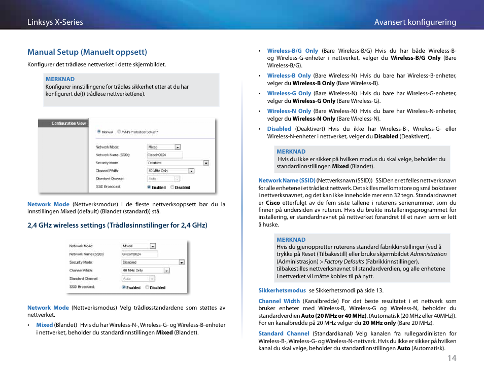 Manual setup (manuelt oppsett) | Linksys X-Series User Manual | Page 444 / 765