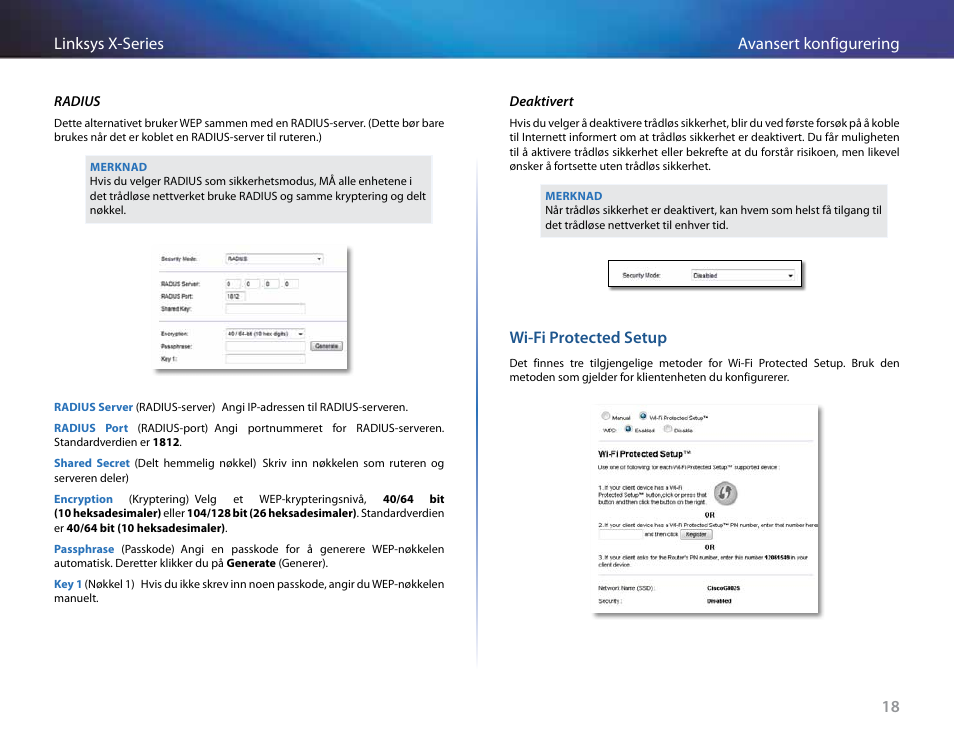 Wi-fi protected setup, 18 avansert konfigurering linksys x-series | Linksys X-Series User Manual | Page 448 / 765