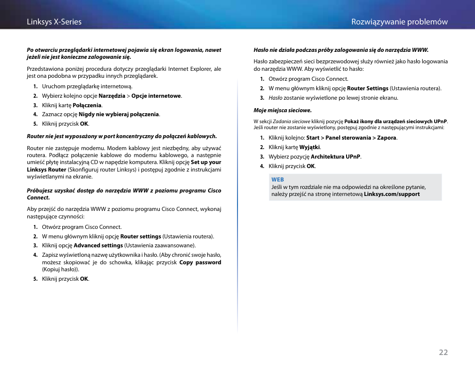 22 rozwiązywanie problemów linksys x-series | Linksys X-Series User Manual | Page 479 / 765